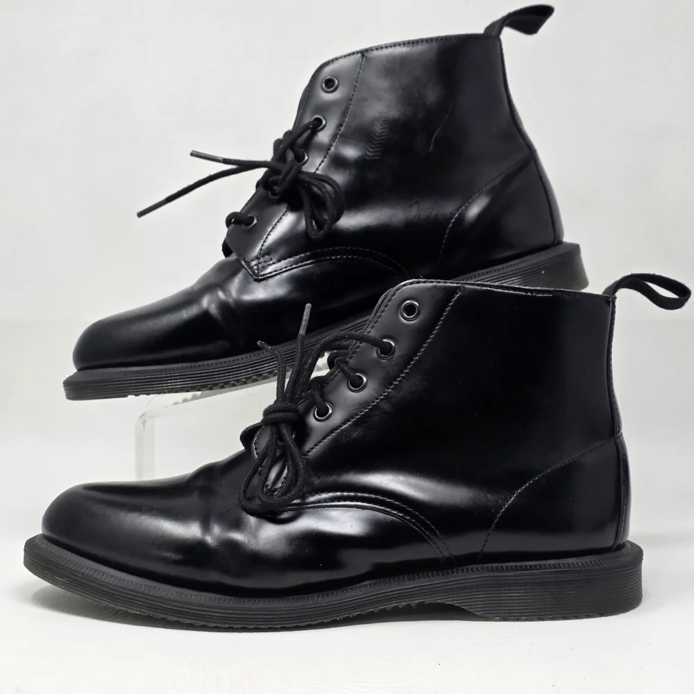 Dr Martens Emmeline Women's Black Leather 5 Eye Ankle Boots Size 10 Pre-owned